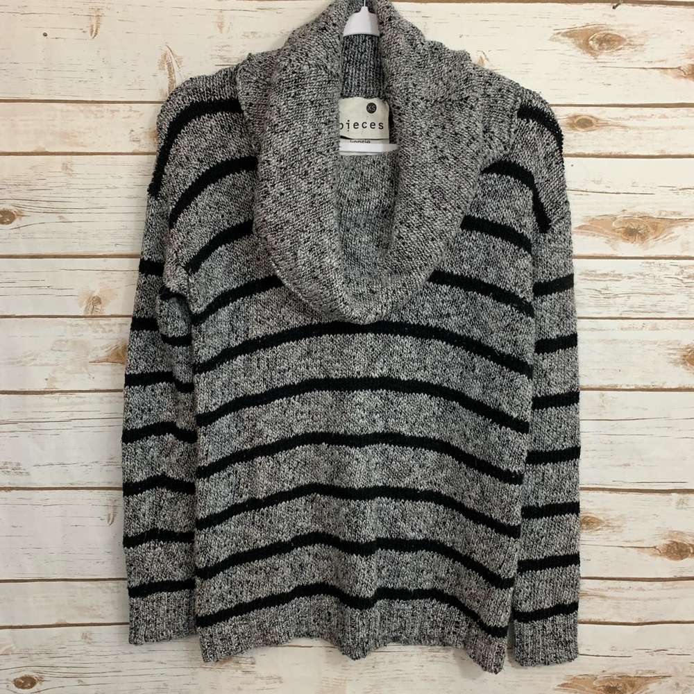 Kensie Pieces Winter Striped Cowl Neck Swe…